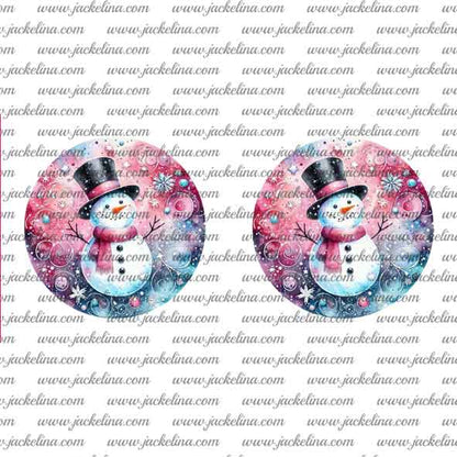 Ohrringe pink blau mit Schneemann