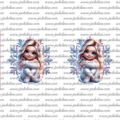 Ohrringe weiß mit Mädchen und Schneeflocke