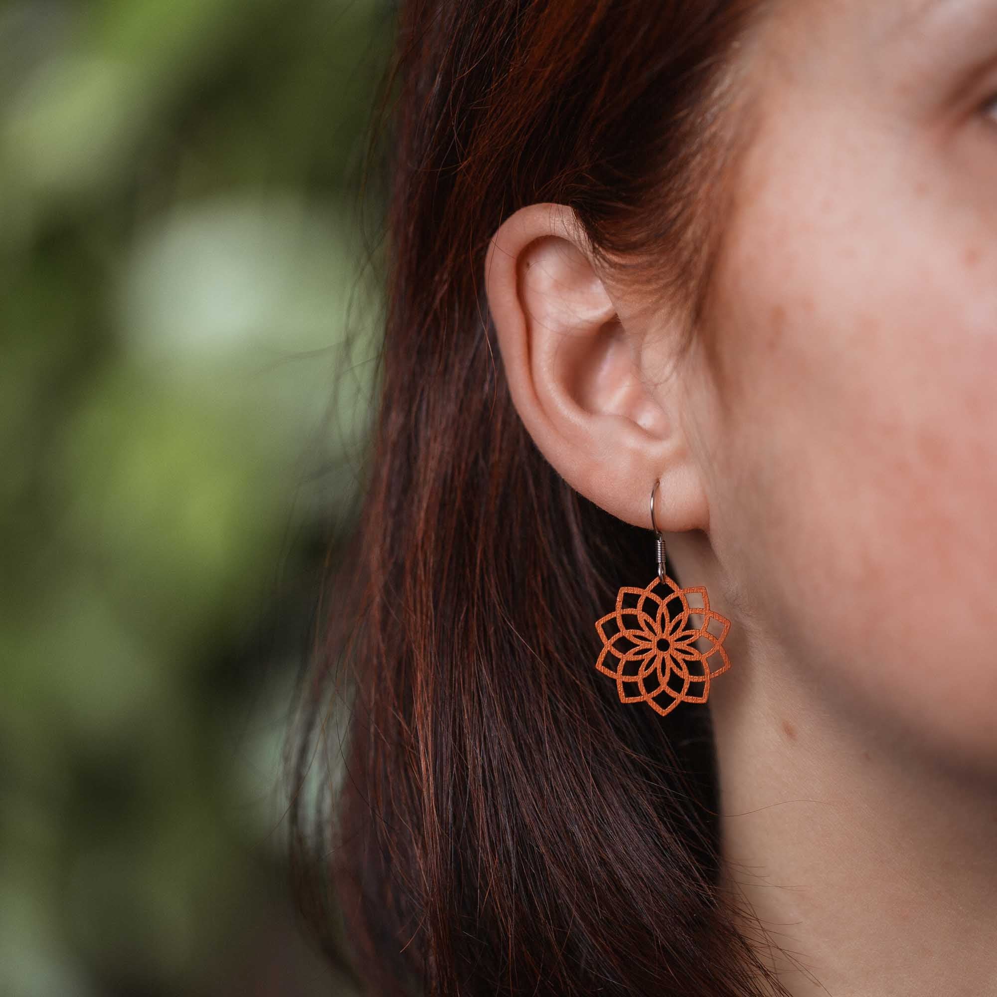 Ohrringe / Ohrhänger aus Holz | Mandala