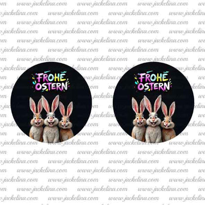 Ohrringe schwarz mit drei Hasen und FROHE OSTERN