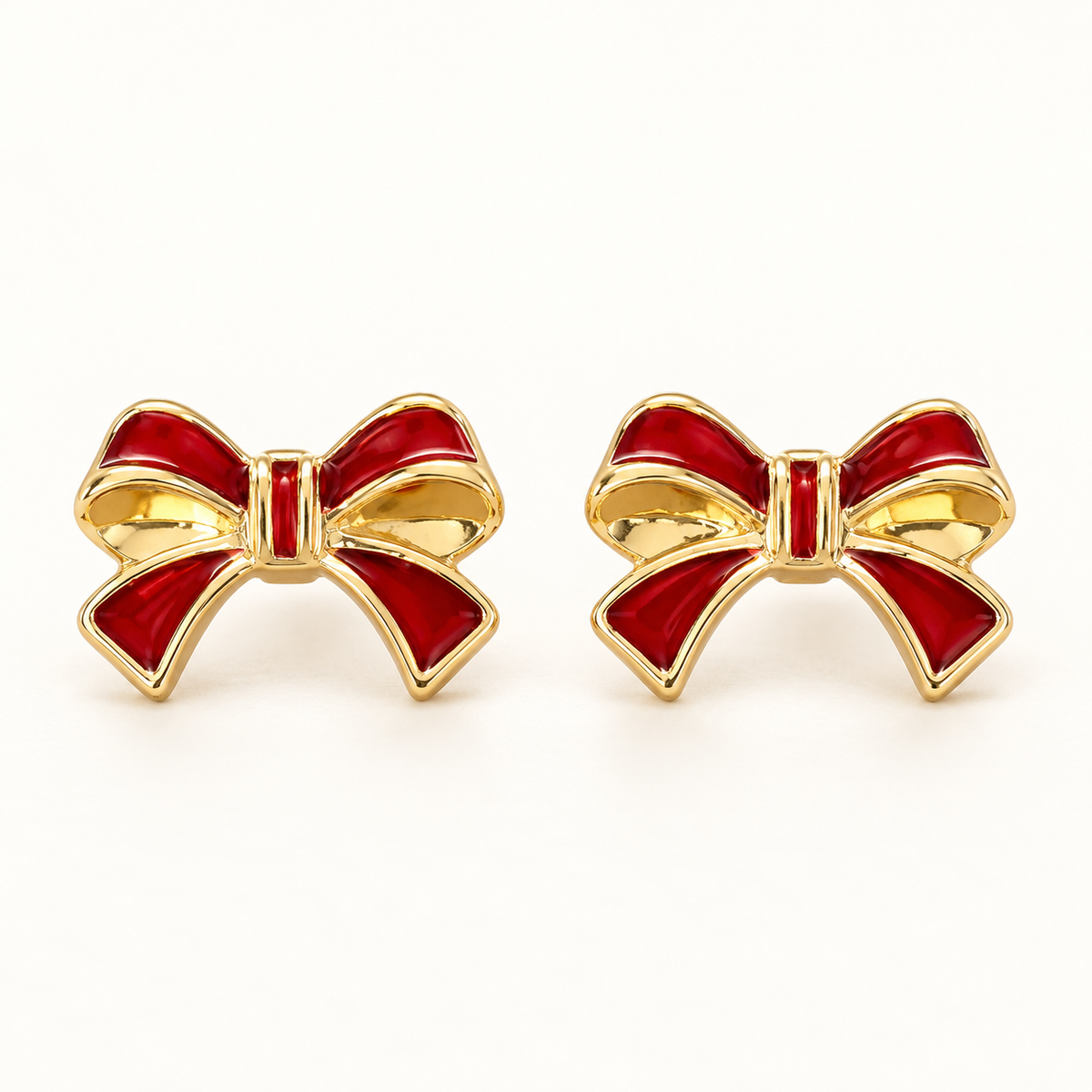 Ohrringe in 10 mm rot goldene Schleife