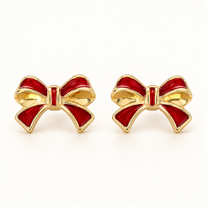 Ohrringe in 10 mm rot goldene Schleife