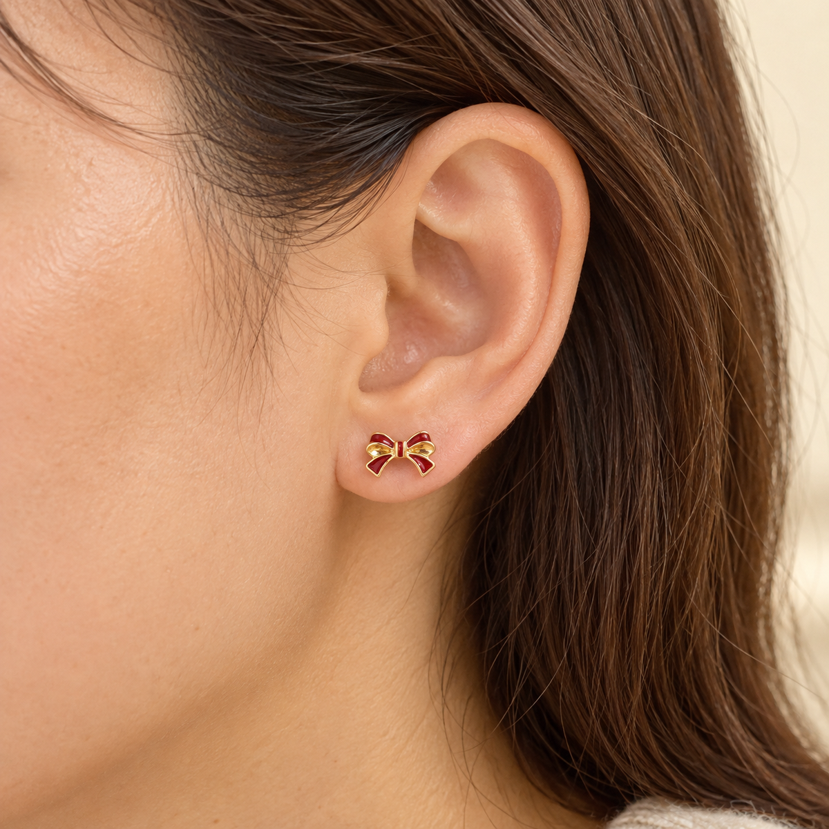 Ohrringe in 10 mm rot goldene Schleife