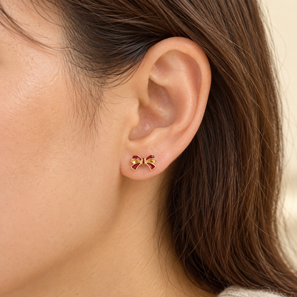 Ohrringe in 10 mm rot goldene Schleife