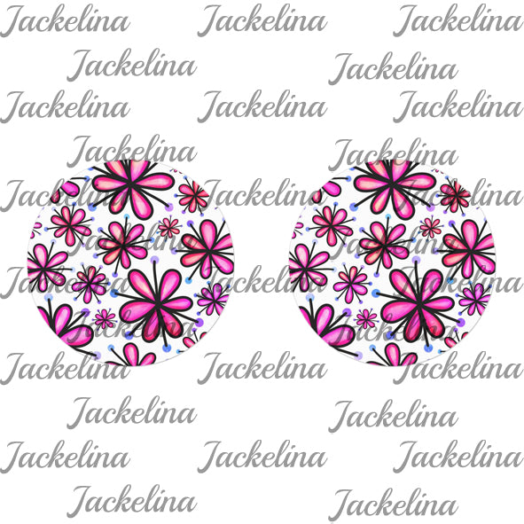 Ohrringe weiß mit pinken Blüten