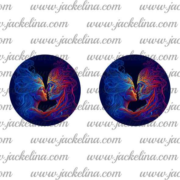 Ohrringe dunkelblau mit buntem Pärchen