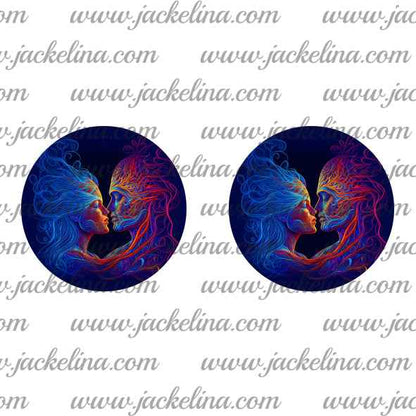 Ohrringe dunkelblau mit buntem Pärchen