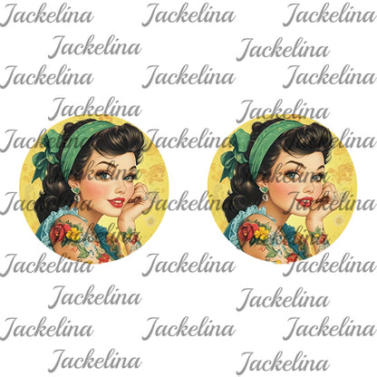 Ohrringe Pin-up-Girl mit braunen Haaren und grünem Haarband