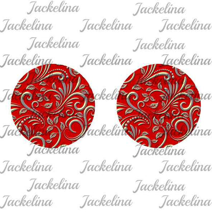 Ohrringe rot mit goldenen Ornamenten