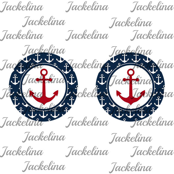 Ohrringe blau weiß mit rotem Anker