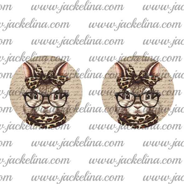 Ohrringe beige mit Hase und Leoschleife