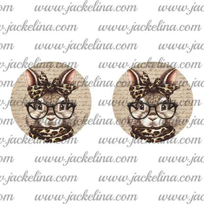 Ohrringe beige mit Hase und Leoschleife