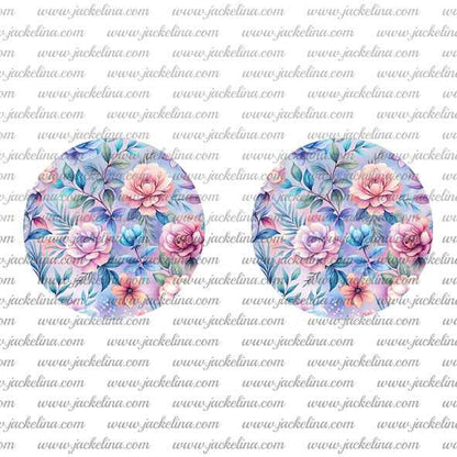 Ohrringe hellblau mit rosa Rosen