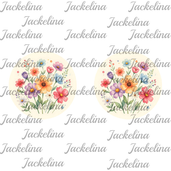 Ohrringe beige mit bunten Blumen