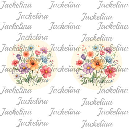 Ohrringe beige mit bunten Blumen