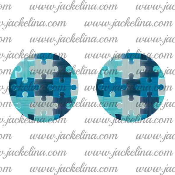 Ohrringe mit Puzzlemuster in blau und hellgrau