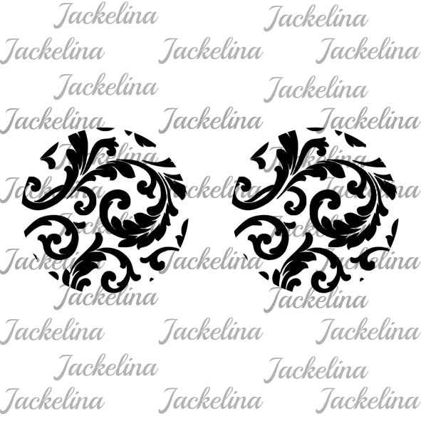 Ohrringe weiß mit schwarzen Ornamenten