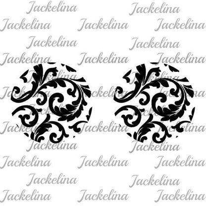 Ohrringe weiß mit schwarzen Ornamenten