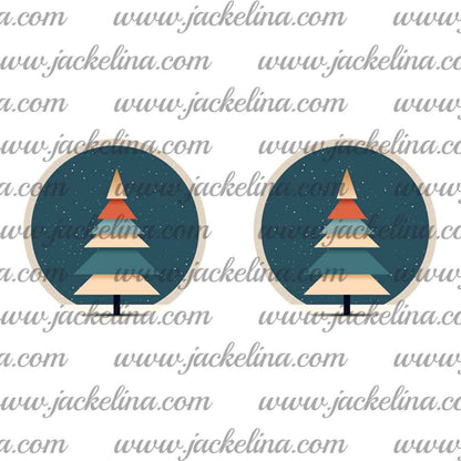 Ohrringe petrol mit mehrfarbigem Tannenbaum