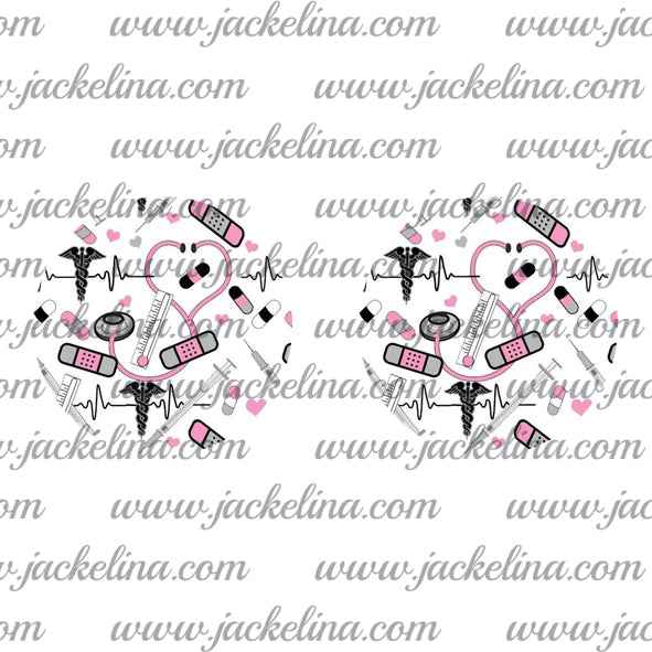 Ohrringe weiß mit Pflastern und Herzstethoskop