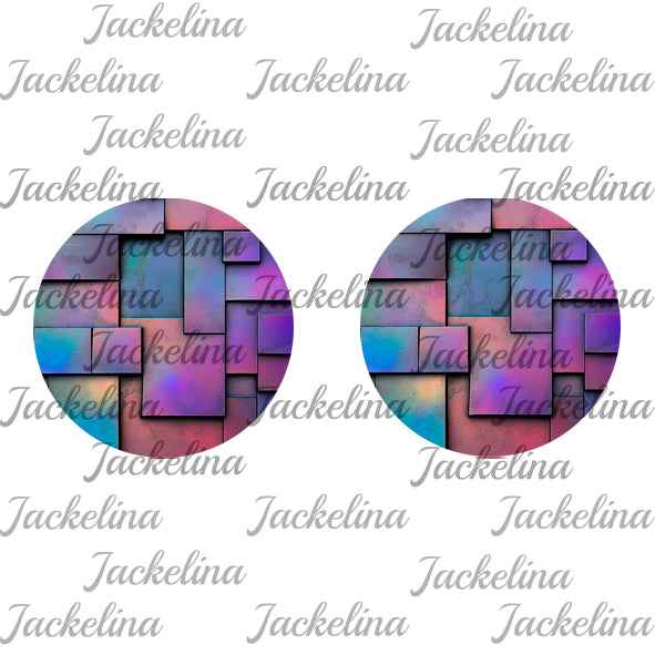 Ohrringe mit buntem geometrischen Muster