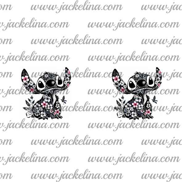 Ohrringe weiß mit Comicfigur und Blüten