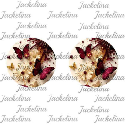 Ohrringe beige mit Blüten und Schmetterlingen