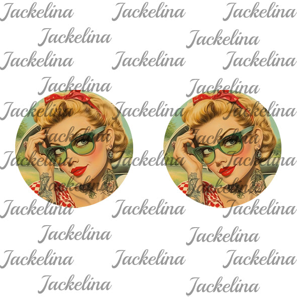Ohrringe Pin-up-Girl mit blonden Haaren und rotem Haarband