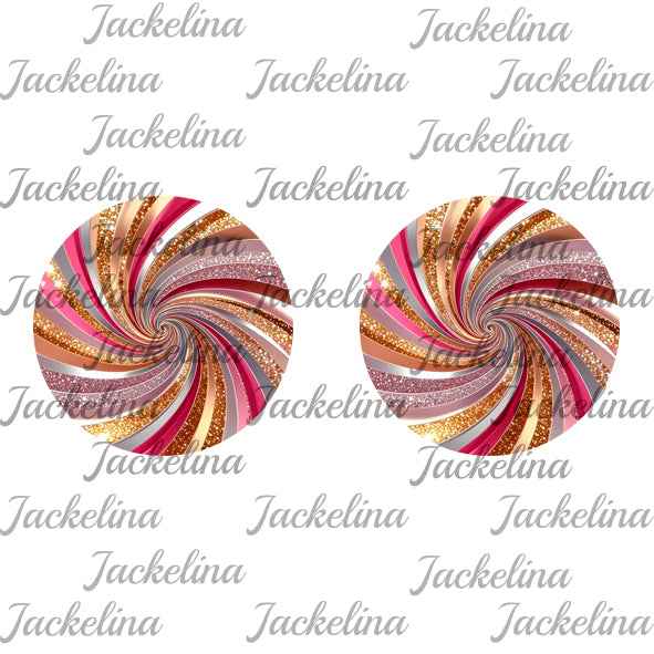 Ohrringe mit Strudel in pink, grau und golden