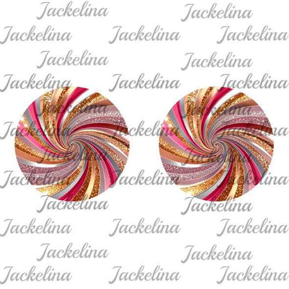 Ohrringe mit Strudel in pink, grau und golden