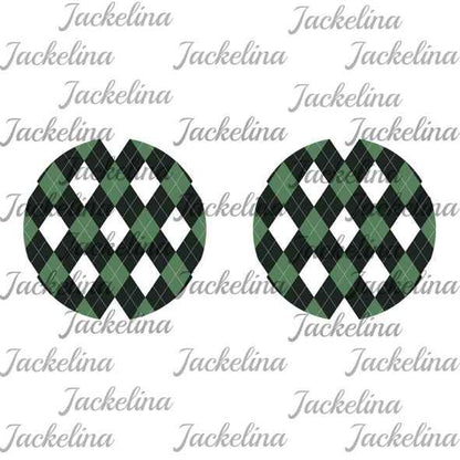 Ohrringe mit Rautenmuster in grün, schwarz und weiß