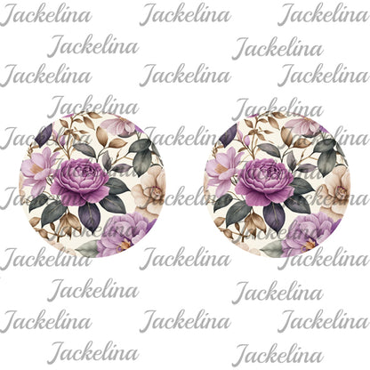 Ohrringe beige mit violetter Rose