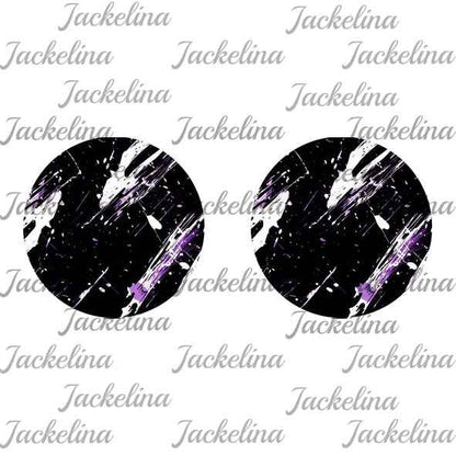 Ohrringe schwarz mit Flecken in weiß und lila