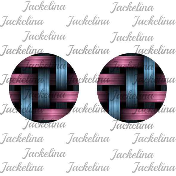 Ohrringe schwarz mit Streifen in blau und malve