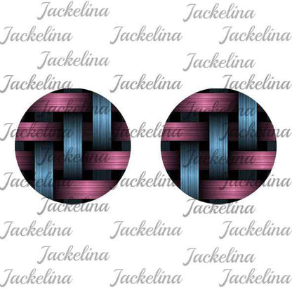 Ohrringe schwarz mit Streifen in blau und malve