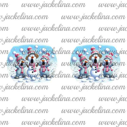 Ohrringe hellblau mit drei Schneemännern