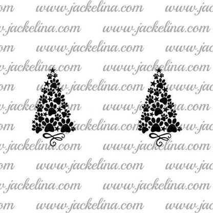 Ohrringe weiß mit Hundepfotenweihnachtsbaum