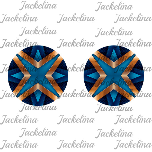 Ohrringe dunkelbau mit blau goldenem Stern