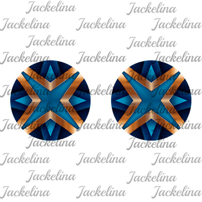 Ohrringe dunkelbau mit blau goldenem Stern