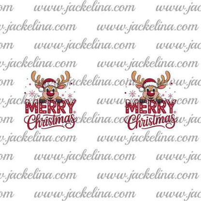 Ohrringe weiß mit Rentier und MERRY Christmas