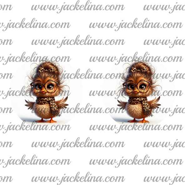 Ohrringe weiß mit kleinem Küken und Leoschal