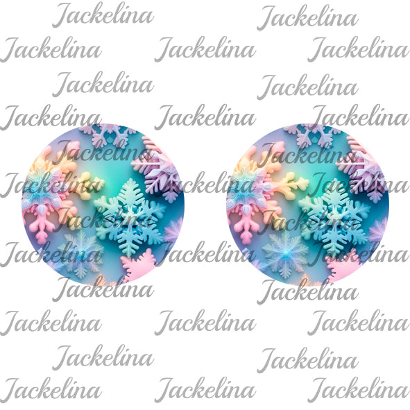 Ohrringe hellblau mit bunten Schneeflocken