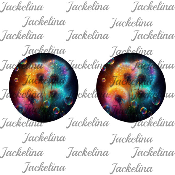 Ohrringe schwarz mit bunten Pusteblumen