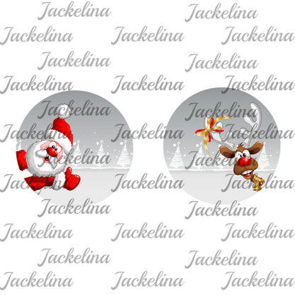 Ohrringe hellgrau mit Weihnachtsmann und Rentier