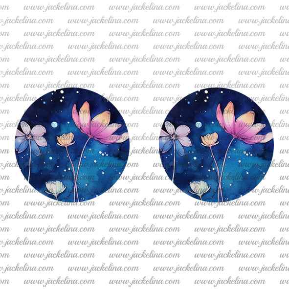 Ohrringe blau mit rosa Blumen