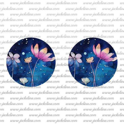 Ohrringe blau mit rosa Blumen