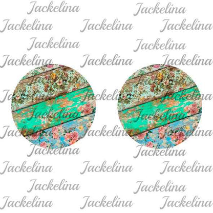 Ohrringe buntes Holzdekor mit Blumen