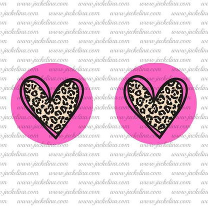 Ohrringe pink mit Leoprintherz