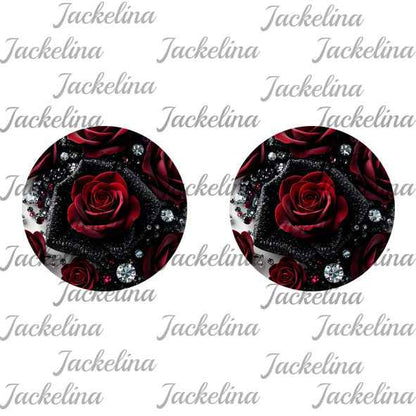 Ohrringe schwarz mit roter Rose