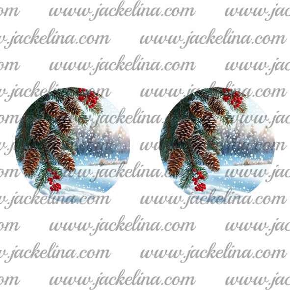 Ohrringe hellblau Zweigen und Tannenzapfen